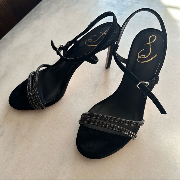 NWT Sam Edelman Womens Daisie Embellished Ankle Heels black with rhinestones 8.5 - Picture 7 of 8